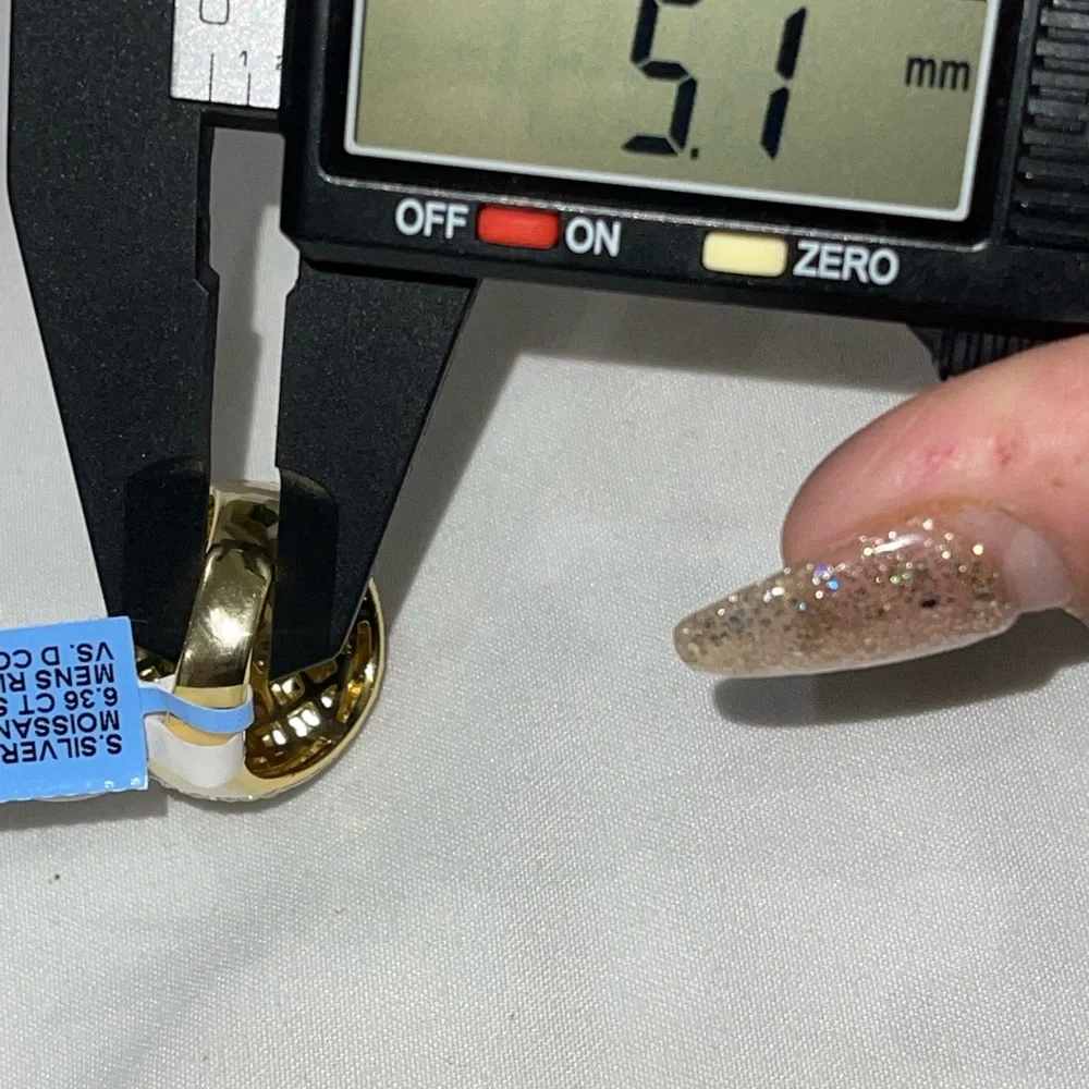 VS D Clarity GRA Certified Mens Iced out Ring 14k Gold Vermeil Lab Grown Diamond - Picture 7 of 13